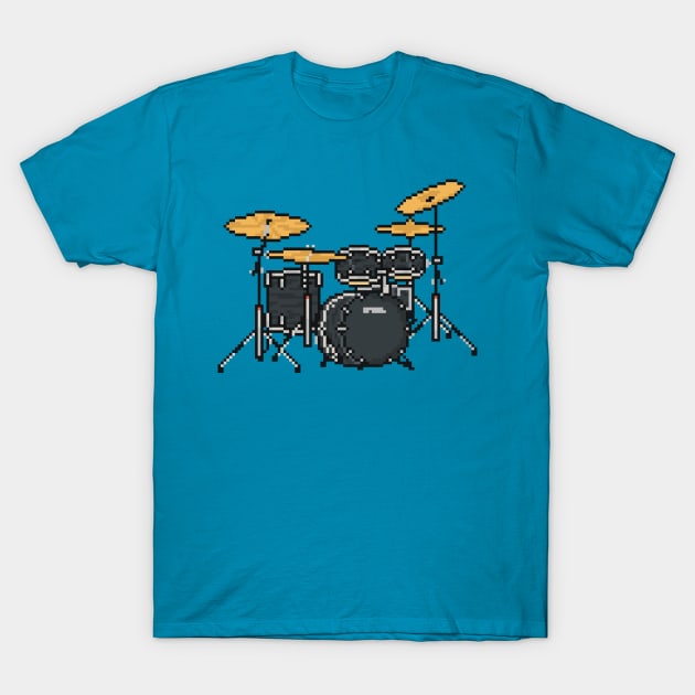 Pixel Black Oak Drums T-Shirt by gkillerb